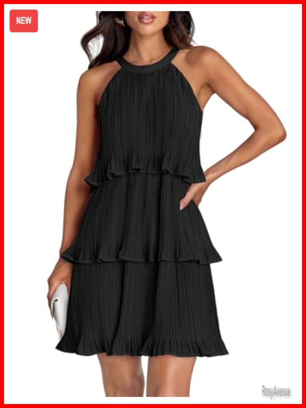Women's Summer Halter Ruffle Tiered Cocktail Mini Dress Backless